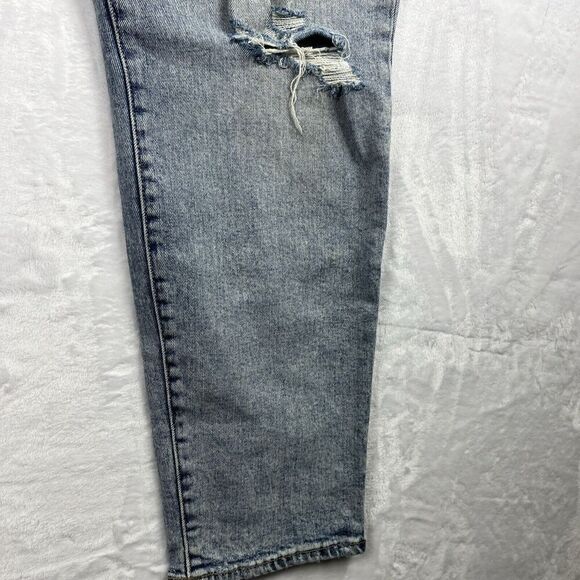 Old Navy O.G. Straight Jeans Button Fly High Rise Distressed  Lt. Blue Size 16 - Picture 4 of 9